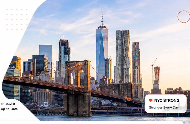 New York City skyline with the Brooklyn Bridge